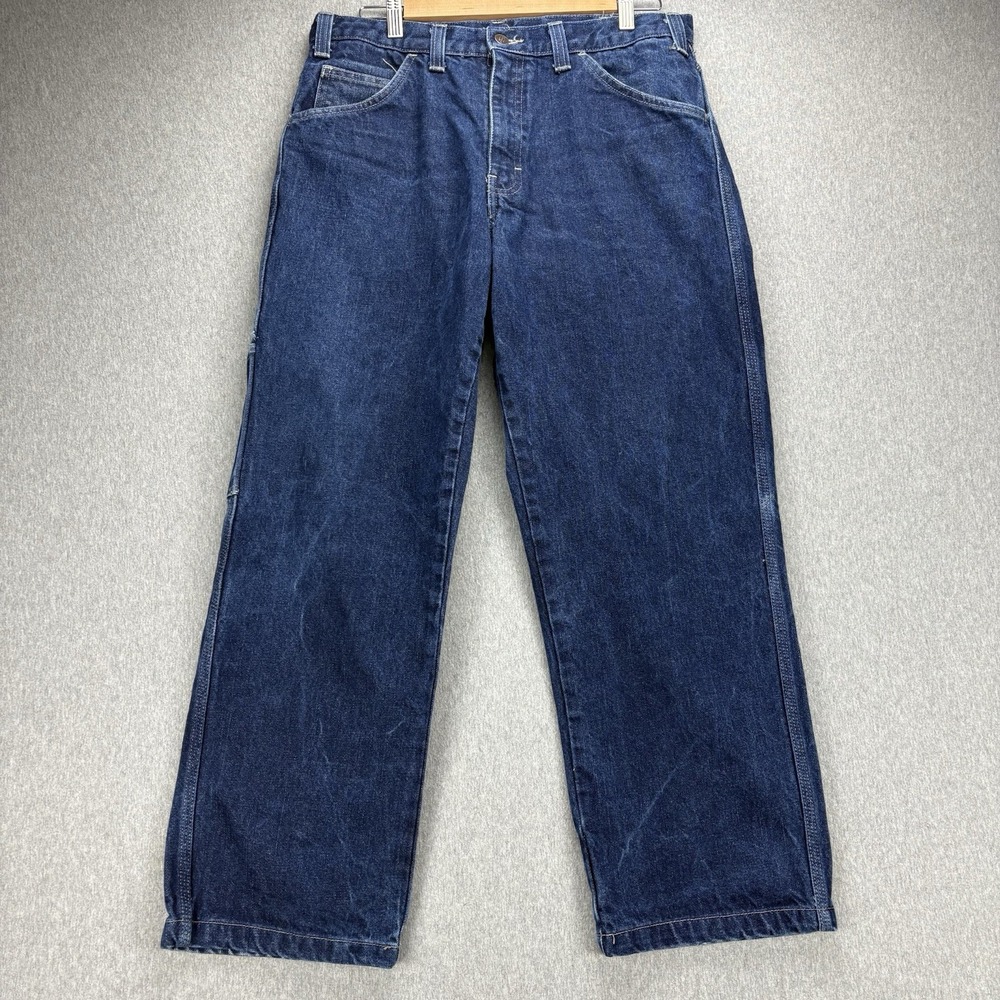 Dickies FR Carpenter Jeans Men's 34x30 Blue‎ Denim Straight Leg Workwear Utility - Picture 2 of 13